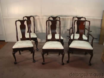 Stickley Set of 6 Solid Mahogany Queen Anne Dining Chairs